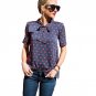 2017 Chiffon Blouse New Fashion Red Lips Printed Shirt Women Casual Lace up Short Sleeve Women Blous