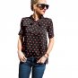 2017 Chiffon Blouse New Fashion Red Lips Printed Shirt Women Casual Lace up Short Sleeve Women Blous