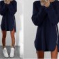 Brand New 2017 Spring Winter Dress Casual Sexy Loose Blue Beige Pink Dress Plus Size Zipper Sweater 