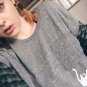 H149 Funny Middle Finger White Cat in Pocket T-shirts Harajuku Short Sleeve T Shirt Women Plus Size