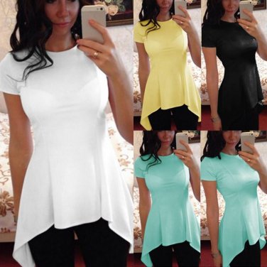 9 Colors S-4XL Celmia Plus Size Blusas 2018 Spring Tops Women Short Sleeve Blouse Sexy Tunic Peplum 