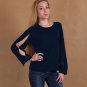 Hot Sale Fashion Plus Size Multi-style Women\'s Solid Loose O-Neck Chiffon Shirt  Long Sleeved  Cand