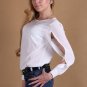 Hot Sale Fashion Plus Size Multi-style Women\'s Solid Loose O-Neck Chiffon Shirt  Long Sleeved  Cand