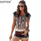 EIFFTER Summer Women Dress New Casual Ladies O-neck Short Sleeve Print Sexy Mini Bodycon Dresses Plu