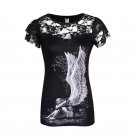 Plus Size 5XL Summer Women T-Shirt Short Sleeve O Neck Print Skull Female Tops Bodycon Slim Fit Rock