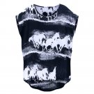 2017 Summer European American Fashion T-shirt Horses Printed Loose Tee Shirt Femme All-match Plus Si