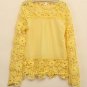 Plus Size 4XL 5XL 2015 new Spring Autumn  women long-sleeved chiffon blouse hollow flower Lace Blous