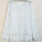 Plus Size 4XL 5XL 2015 new Spring Autumn women long-sleeved chiffon blouse hollow flower Lace Blous