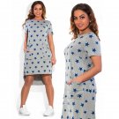 5XL 6XL Large Size New Women\'s Dress Casual Summer Plus Size Five Stars Irregular O Neck Short Slee