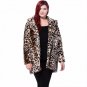 Plus Size Leopard Print Side Pockets Fur Women Fashion Long Sleeve Top Vintage Elegant Warm Coat Out