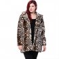 Plus Size Leopard Print Side Pockets Fur Women Fashion Long Sleeve Top Vintage Elegant Warm Coat Out