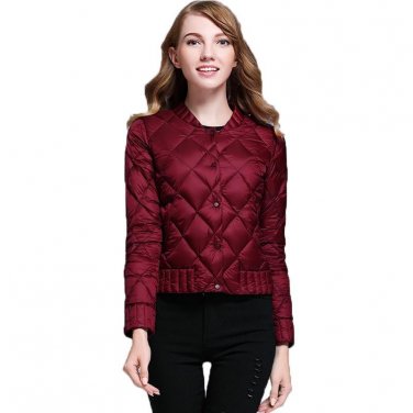 New 2017 Winter Short Ultralight Jacket Women Slim Long Sleeved Single Breasted O-neck Plus Size Duc