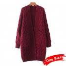Plus Size Women Long Cardigans Big Pockets Autumn Open Stitch Poncho Knitting Sweater Cardigan V Nec