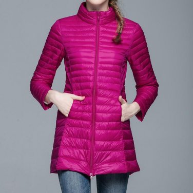 S-4XL Winter thin down coat female light ultra-thin plus big size women lady slim casual warm coat o