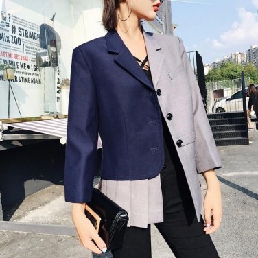 TWOTWINSTYLE Ruffles Patchwork Plus Big Size Blazer Women Autumn Three Quarter Sleeve Coat Famale Ir