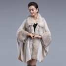 Winter Warm Big Soft Fur Collar Women Coat Faux Rabbit  Fur Women Cape Knitted Loose Woman Fur Coat 