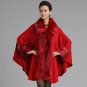 Winter Warm Big Soft Fur Collar Women Coat Faux Rabbit  Fur Women Cape Knitted Loose Woman Fur Coat 