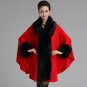 Winter Warm Big Soft Fur Collar Women Coat Faux Rabbit  Fur Women Cape Knitted Loose Woman Fur Coat 