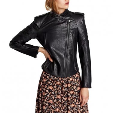 NYMPH 2017 Hot Spring Autumn Women PU Leather Jacket Short Coat Slim Design Black Color Women\'s Out