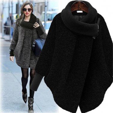 Plus Size Palto For Women Coat Woman Solid Black Gray Woolen Long Coat Outerwear Jacket Overcoat Wom