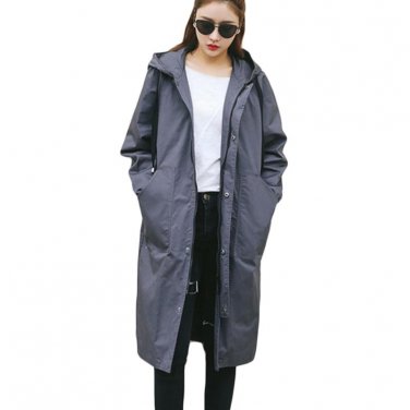 Plus Size Trench Coat 2017 Spring Autumn Women Coats Hooded Collar Zipper Up European Style Long Out