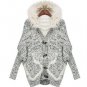 spring New 2014 Women Faux Fur Collar Hood Cardigan Sweater Coat Real Rabbit Fur Pocket Plus Size Ba