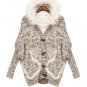 spring New 2014 Women Faux Fur Collar Hood Cardigan Sweater Coat Real Rabbit Fur Pocket Plus Size Ba