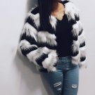 Winter Plus Size Fashion Tops Women Imitation Fur Coat Wave Pattern Patchwork Short Fur Coats Outwea