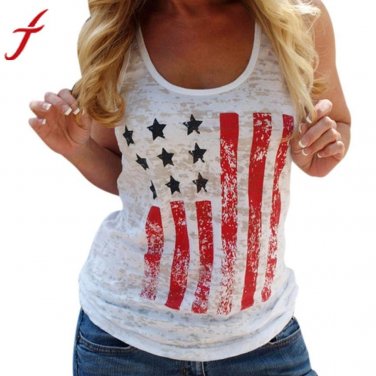 Women Blouses Women Summer Printing US Flag Blouse Short Sleeve Casual Tank Tops High Quality Shirt 