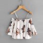 Sexy Summer Camis Top Women Floral Printing Lace Casual Off Shoulder Crop Top Cluster Print Peplum R