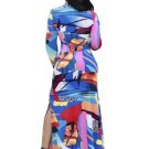 Color Block Plus Size Split Women\'s Maxi Dress