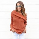 Knit Crochet Women Sweater Long Sleeve Turtle Neck Loose Oversize Top Plus Size Large Seaters WS402Z
