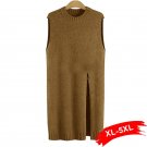 Plus Size Split Loose Long Knit Vest Xl 3Xl 5Xl Autumn O-Neck Oversized Sleeveless Sweater Women Jum