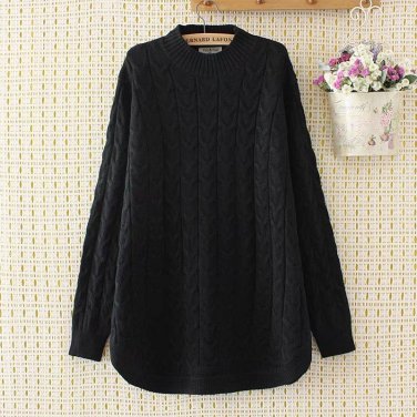 plus size Criss-Cross winter women pullovers black 2017 Turtleneck Knitted casual ladies oversize sw