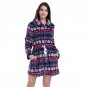 Fashion Plus Size Coral Fleece Zipper Long Christmas Fair Isle Sweater Winter Warm Long Blouse Jacke