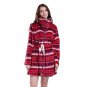 Fashion Plus Size Coral Fleece Zipper Long Christmas Fair Isle Sweater Winter Warm Long Blouse Jacke