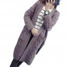 2017 Trendy Long Cardigan Female Autumn Long Sleeve Plus Size Solid Cardigan Women Sweater Pockets W