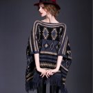 Top Quality Loose Plus Size Women Poncho Capes Autumn Winter Tassel Fashion Long Cloak Knitted Sweat