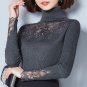 High Quality Women Sweater 2017 Autumn Turtleneck Pullover Winter Tops Lace Patchwork Blouses Sweate