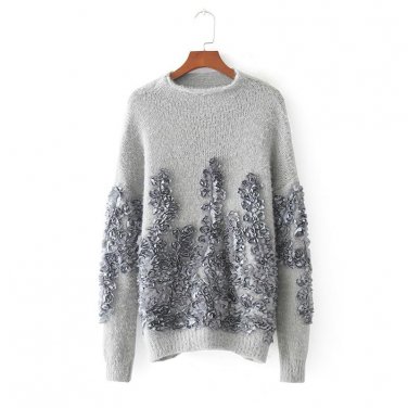 NYMPH Pull Femme 2017 New Autumn Winter Women Sweaters And Pullovers Faux Fur Mink Cashmere Applique