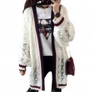 2017 Spring Women Long Sweater Coat Loose Long Sleeve Knitted Cardigans Female Hollow Out Crochet Pl