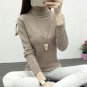 2017 women\'s Autumn Winter wool sweaters plus size ladies turtleneck knitted pullovers female white