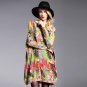 Women\'s Dress Autumn Wool Blend Knitwears Long Sleeves Plus Size Sweater Dresses Feathers Printed O