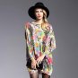 Women\'s Dress Autumn Wool Blend Knitwears Long Sleeves Plus Size Sweater Dresses Feathers Printed O