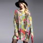 Women\'s Dress Autumn Wool Blend Knitwears Long Sleeves Plus Size Sweater Dresses Feathers Printed O