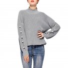 2017 Plus size Women Autumn winter Beading Sweaters turtleneck Solid color Loose Fashion Pullovers w