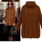 Winter European Style Plus Size Pullover Cashmere Sweater Loose Camel Turtleneck Casual Coat Thick S