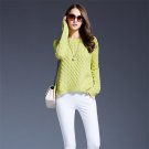 Asymmetric Knitting Lattice Pullover Sweater for Women Fashion Female Knitted Roglan Sleeve Jumper R