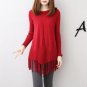 2017 Winter fashion ladies cute pullover Sweater beaded tassels asymmetrical basic sweaters O neck p