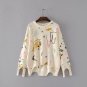 Women Loose Plus Size Irregular Sweaters Pullovers Autumn Winter Beige Print Knitwear Knitted Jumper